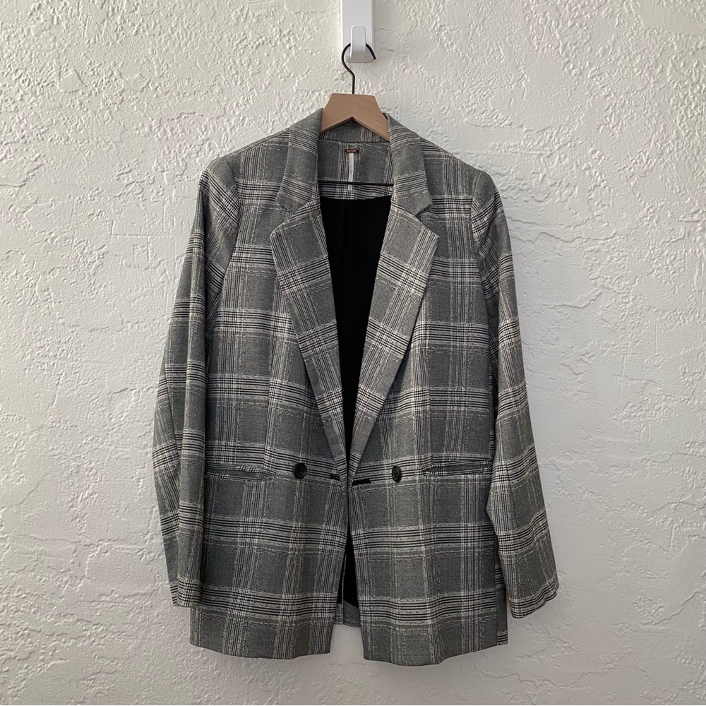 NWOT Free People Oversized Plaid Blazer